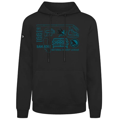 Men's Levelwear Black San Jose Sharks Podium Campaign Pullover Hoodie