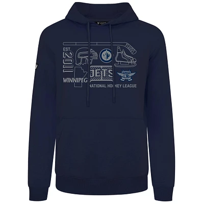 Men's Levelwear Navy Winnipeg Jets Podium Campaign Pullover Hoodie