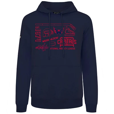 Men's Levelwear Navy Washington Capitals Podium Campaign Pullover Hoodie