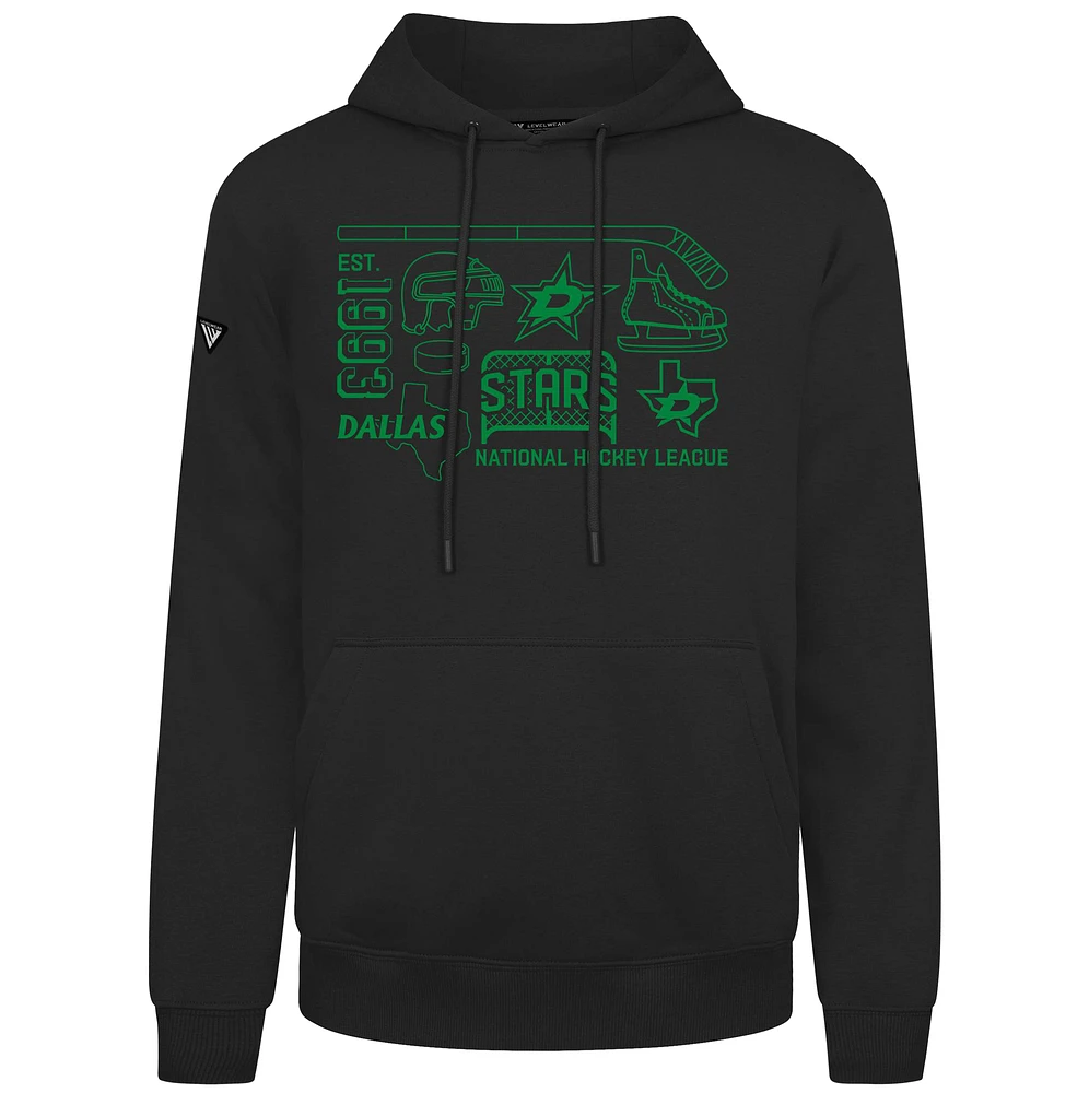 Men's Levelwear Black Dallas Stars Podium Campaign Pullover Hoodie