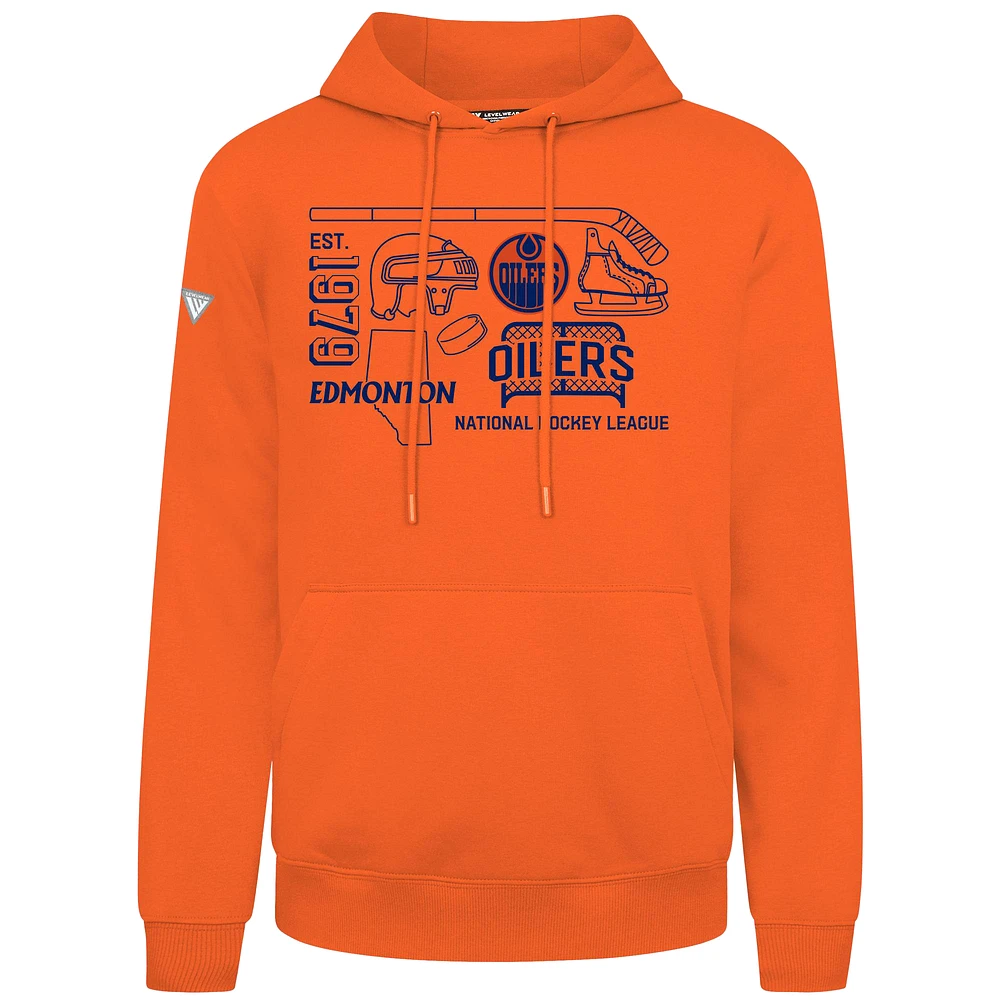 Men's Levelwear Orange Edmonton Oilers Podium Campaign Pullover Hoodie