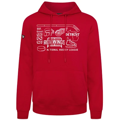 Men's Levelwear Red Detroit Wings Podium Campaign Pullover Hoodie