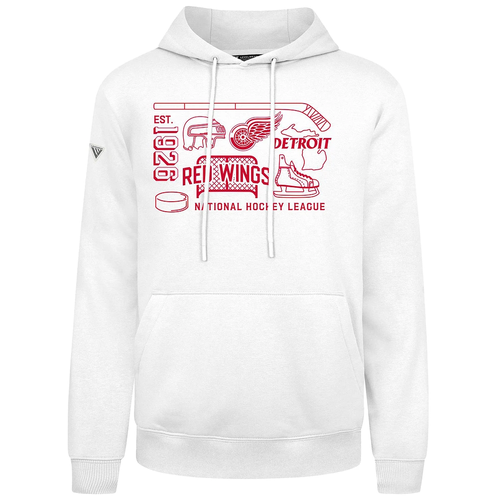 Men's Levelwear White Detroit Red Wings Podium Campaign Pullover Hoodie