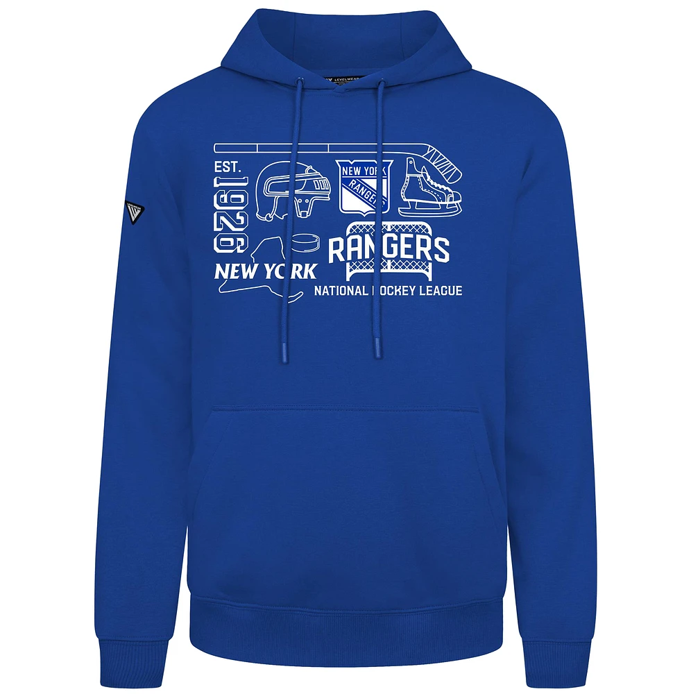 Men's Levelwear Royal New York Rangers Podium Campaign Pullover Hoodie