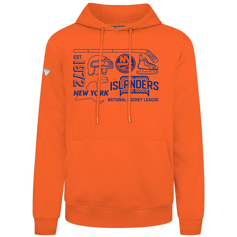 Men's Levelwear Orange New York Islanders Podium Campaign Pullover Hoodie