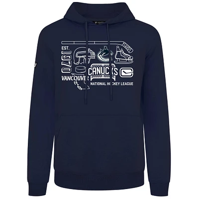 Men's Levelwear Navy Vancouver Canucks Podium Campaign Pullover Hoodie
