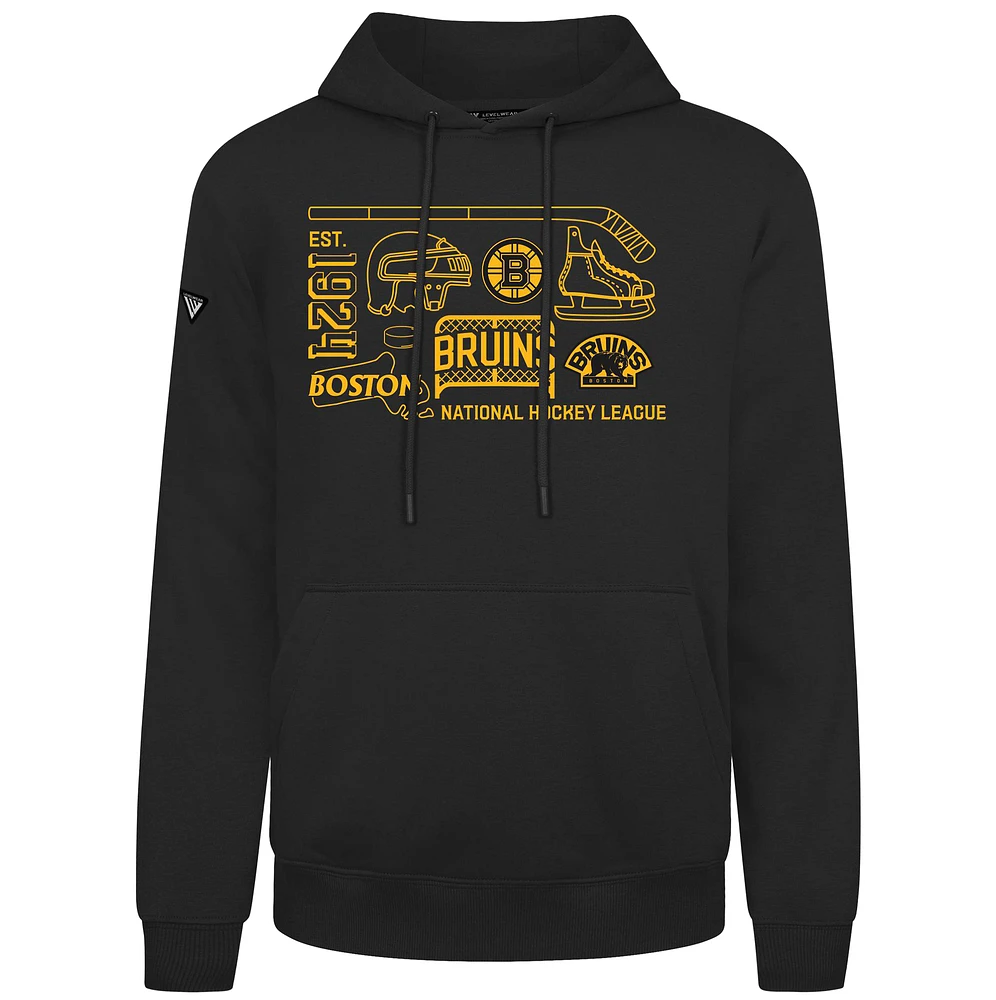 Men's Levelwear Black Boston Bruins Podium Campaign Pullover Hoodie