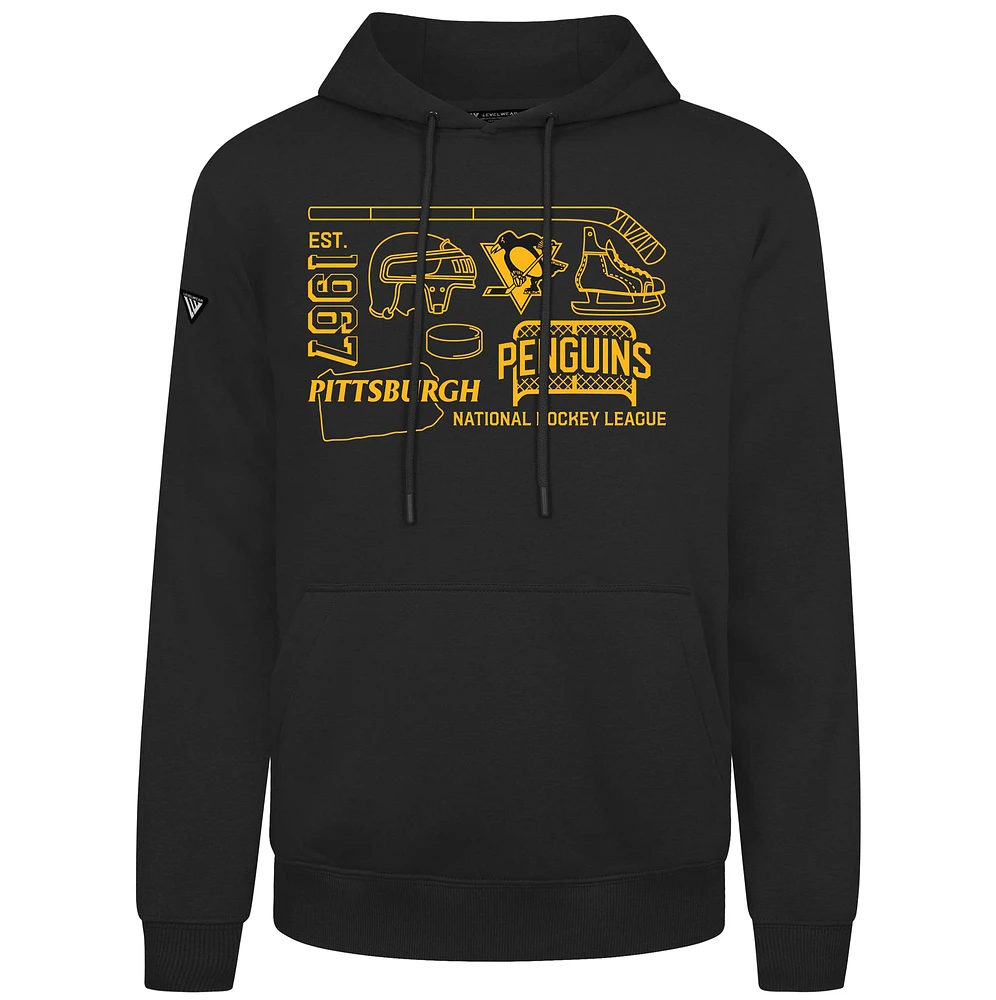 Men's Levelwear Black Pittsburgh Penguins Podium Campaign Pullover Hoodie