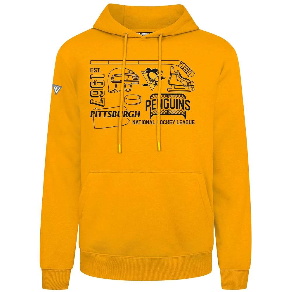 Men's Levelwear Gold Pittsburgh Penguins Podium Campaign Pullover Hoodie