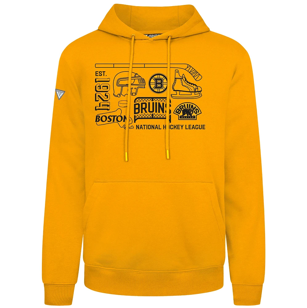 Men's Levelwear Gold Boston Bruins Podium Campaign Pullover Hoodie