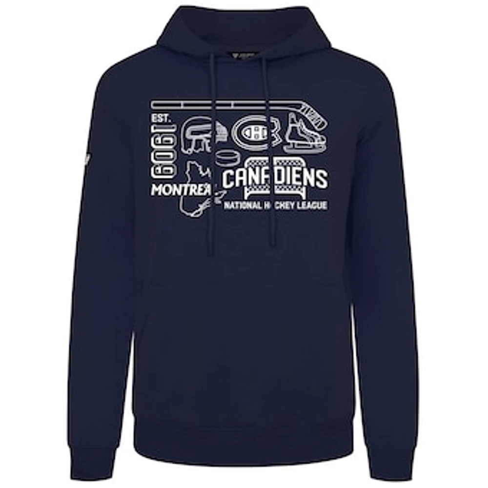 Men's Levelwear Navy Montreal Canadiens Podium Campaign Pullover Hoodie