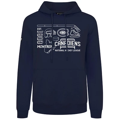 Men's Levelwear Navy Montreal Canadiens Podium Campaign Pullover Hoodie