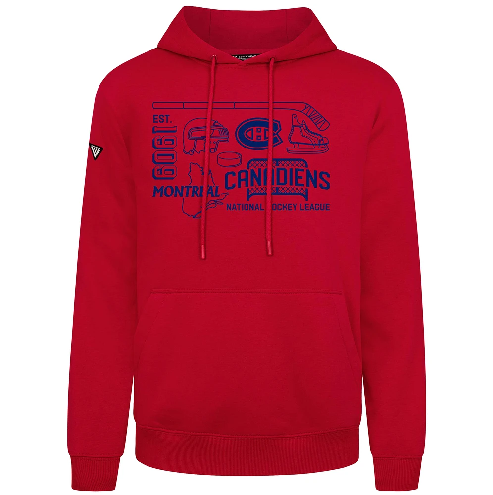Men's Levelwear Red Montreal Canadiens Podium Campaign Pullover Hoodie