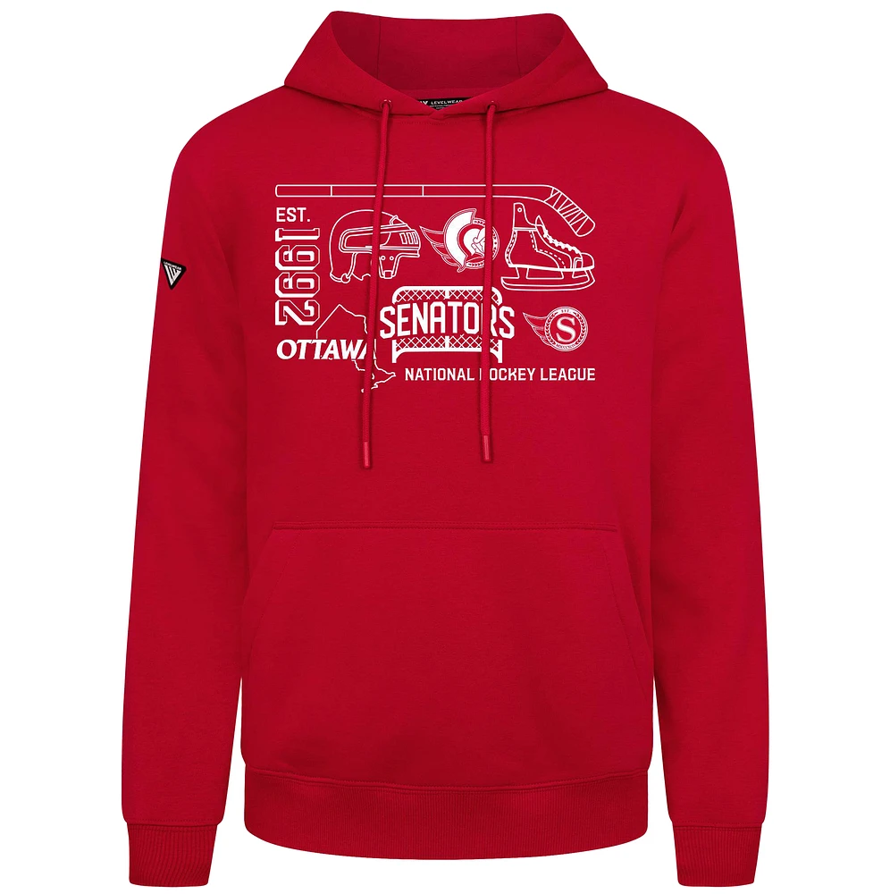 Men's Levelwear Red Ottawa Senators Podium Campaign Pullover Hoodie