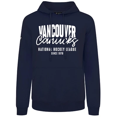 Men's Levelwear Navy Vancouver Canucks Podium Response Pullover Hoodie