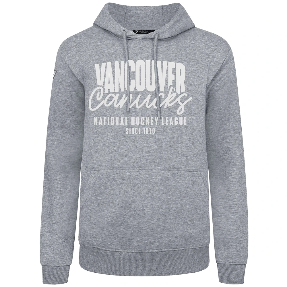 Men's Levelwear Gray Vancouver Canucks Podium Response Pullover Hoodie