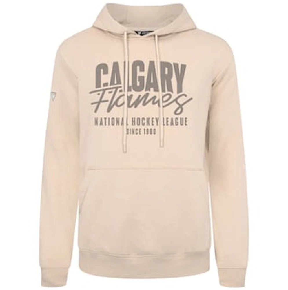 Men's Levelwear Khaki Calgary Flames Podium Response Pullover Hoodie