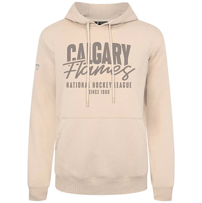 Men's Levelwear Khaki Calgary Flames Podium Response Pullover Hoodie