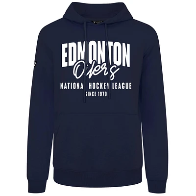 Men's Levelwear Navy Edmonton Oilers Podium Response Pullover Hoodie
