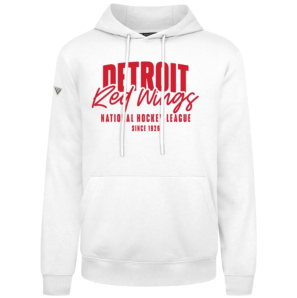 Men's Levelwear White Detroit Red Wings Podium Response Pullover Hoodie