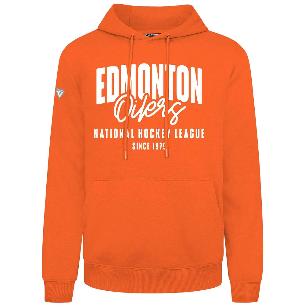 Men's Levelwear Orange Edmonton Oilers Podium Response Pullover Hoodie
