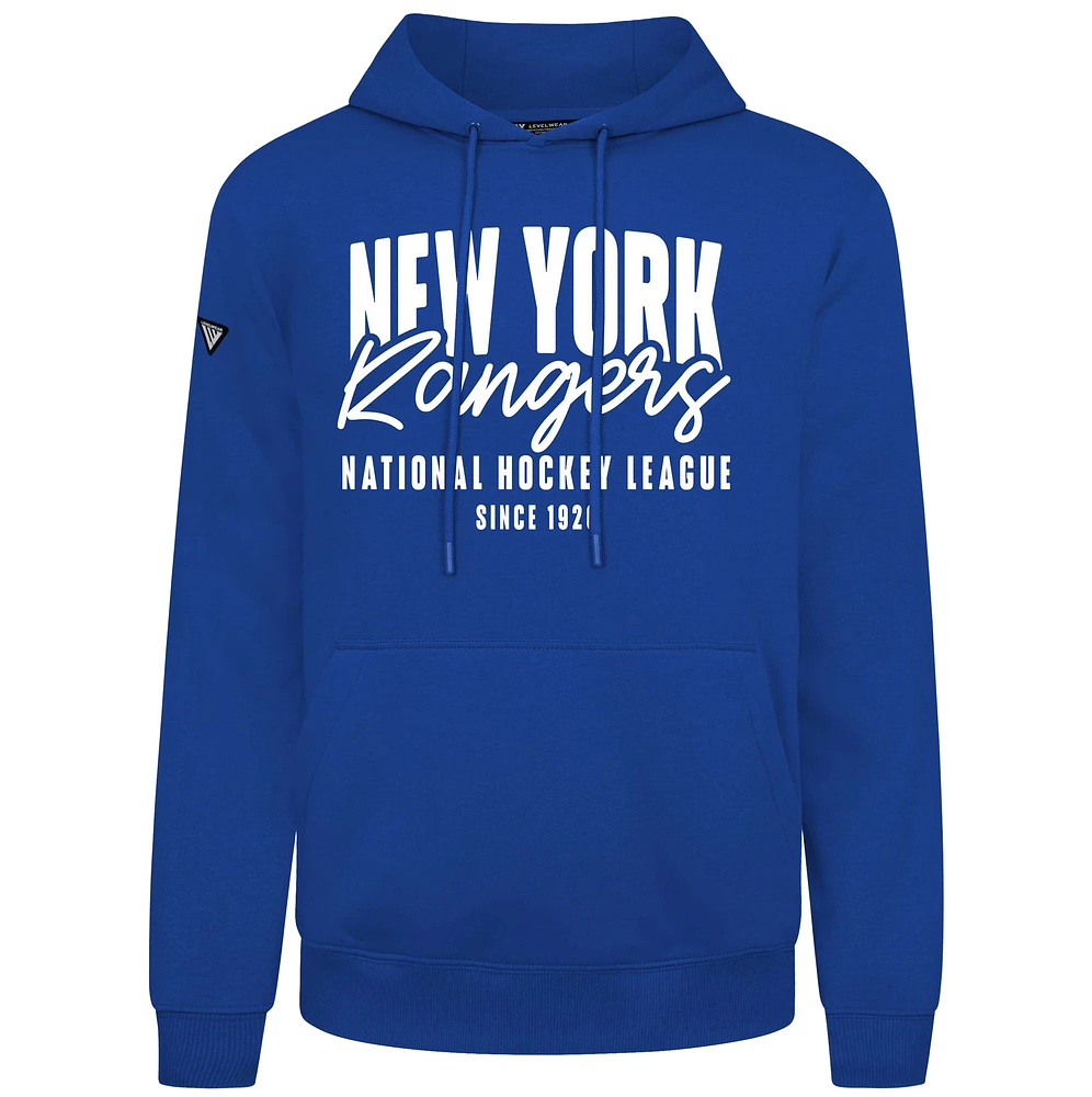 Men's Levelwear Royal New York Rangers Podium Response Pullover Hoodie