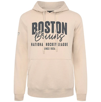 Men's Levelwear Khaki Boston Bruins Podium Response Pullover Hoodie