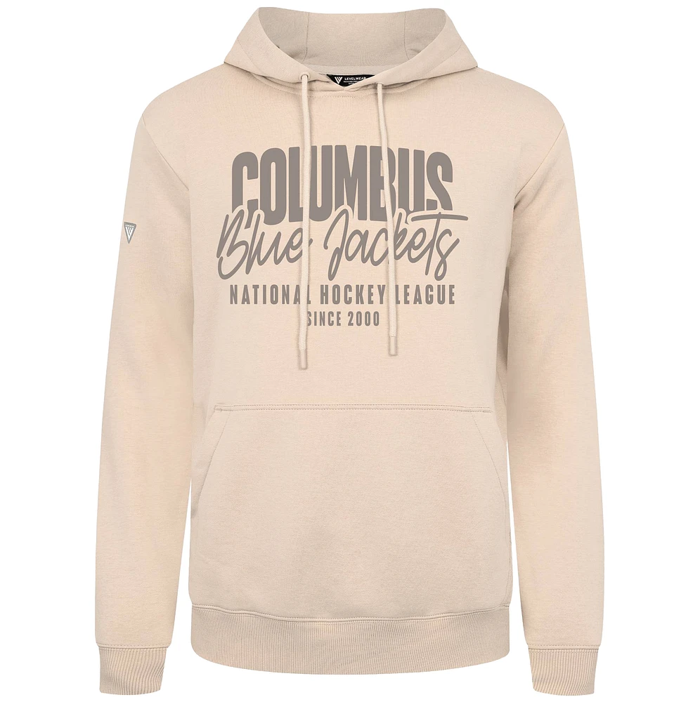 Men's Levelwear Khaki Columbus Blue Jackets Podium Response Pullover Hoodie