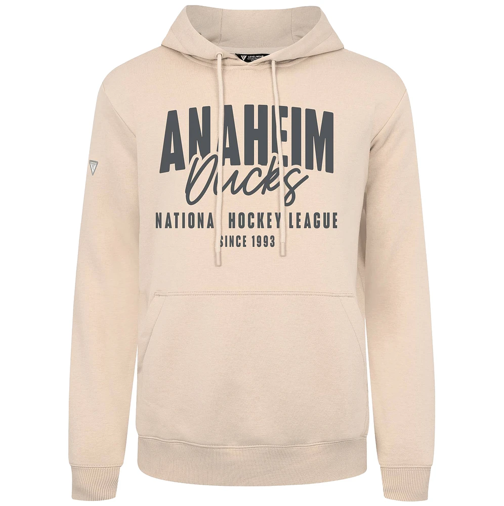 Men's Levelwear Khaki Anaheim Ducks Podium Response Pullover Hoodie