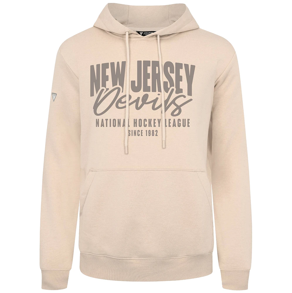 Men's Levelwear Khaki New Jersey Devils Podium Response Pullover Hoodie