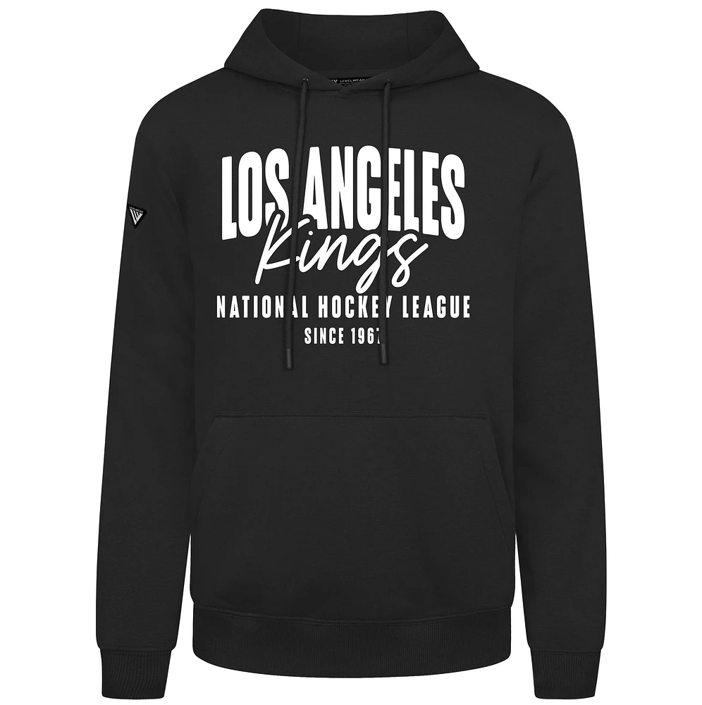 Men's Levelwear Black Los Angeles Kings Podium Response Pullover Hoodie