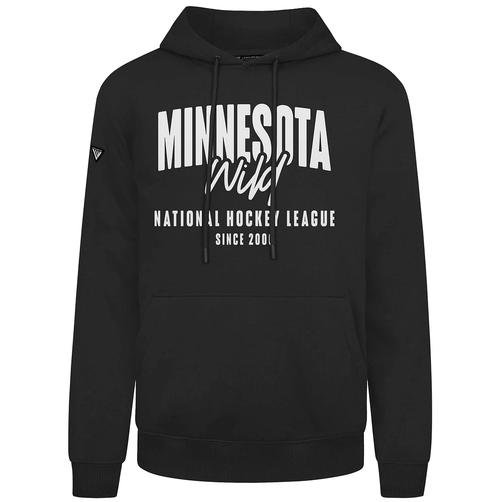 Men's Levelwear Black Minnesota Wild Podium Response Pullover Hoodie