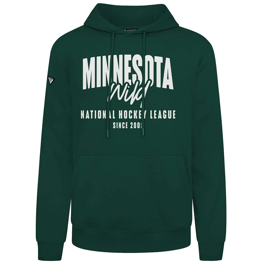 Men's Levelwear Green Minnesota Wild Podium Response Pullover Hoodie