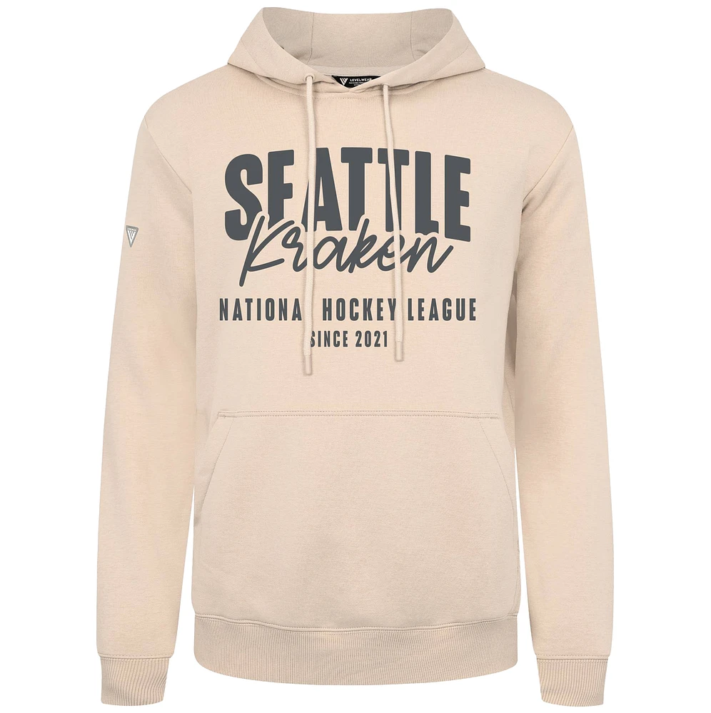 Men's Levelwear Khaki Seattle Kraken Podium Response Pullover Hoodie