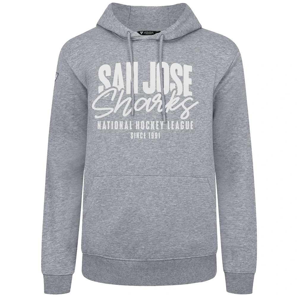 Men's Levelwear Gray San Jose Sharks Podium Response Pullover Hoodie