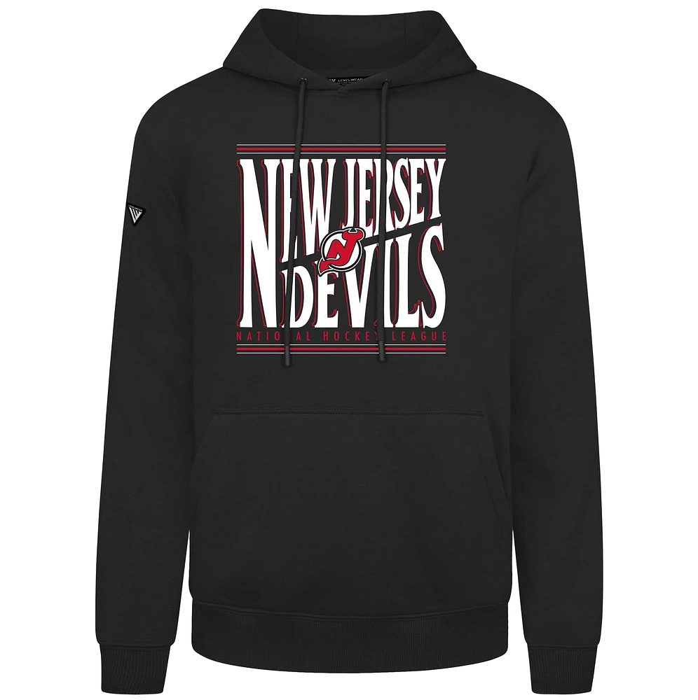 Men's Levelwear Black New Jersey Devils Podium Powerhouse Pullover Hoodie