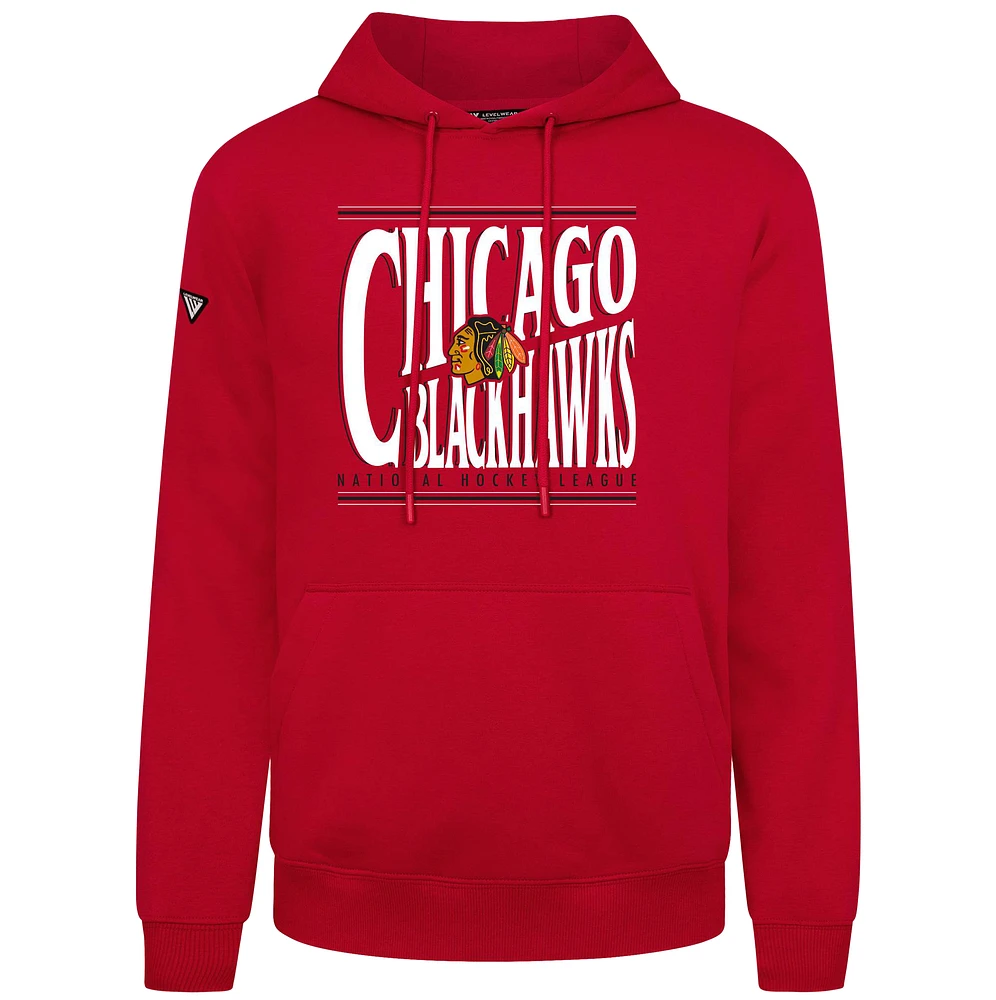 Men's Levelwear Chicago Blackhawks Podium Powerhouse Pullover Hoodie