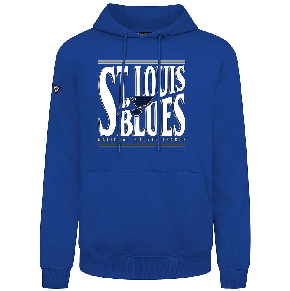 Men's Levelwear Royal St. Louis Blues Podium Powerhouse Pullover Hoodie