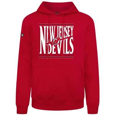 Men's Levelwear Red New Jersey Devils Podium Powerhouse Pullover Hoodie