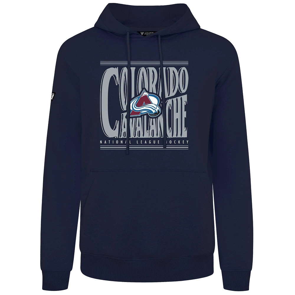 Men's Levelwear Navy Colorado Avalanche Podium Powerhouse Pullover Hoodie