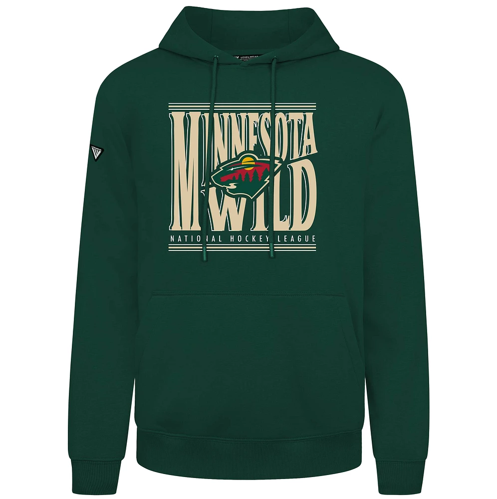 Men's Levelwear Green Minnesota Wild Podium Powerhouse Pullover Hoodie