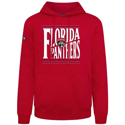 Men's Levelwear Red Florida Panthers Podium Powerhouse Pullover Hoodie