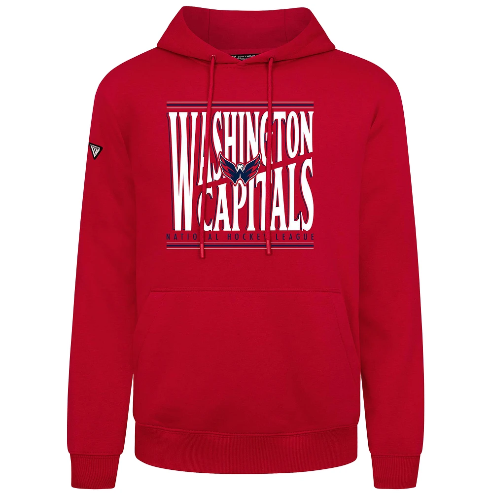Men's Levelwear Red Washington Capitals Podium Powerhouse Pullover Hoodie