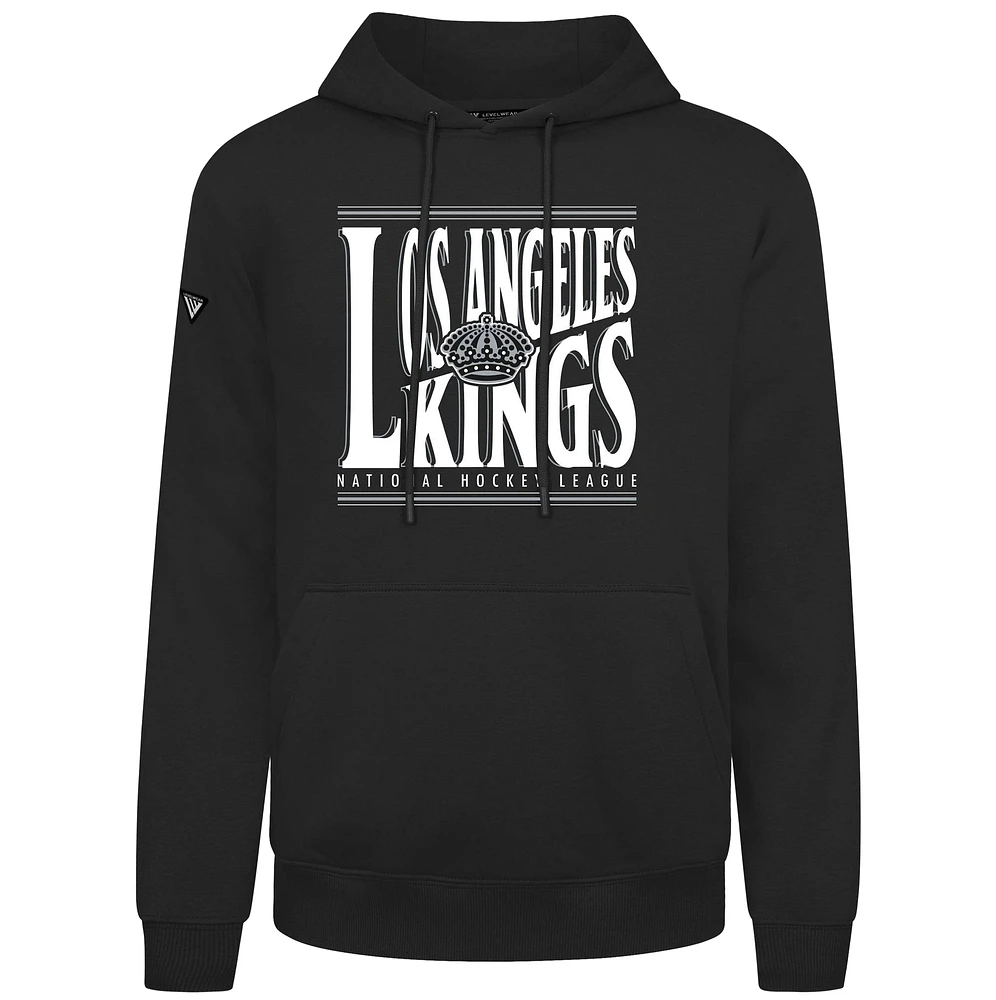 Men's Levelwear Black Los Angeles Kings Podium Powerhouse Pullover Hoodie