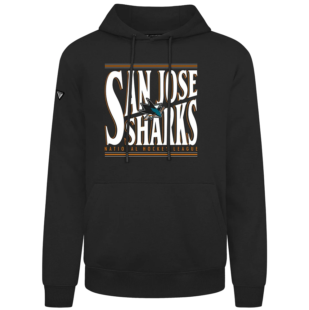 Men's Levelwear Black San Jose Sharks Podium Powerhouse Pullover Hoodie