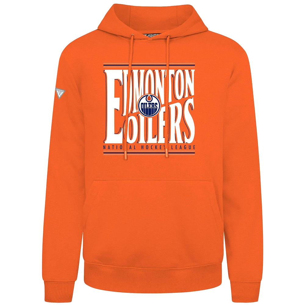 Men's Levelwear Orange Edmonton Oilers Podium Powerhouse Pullover Hoodie