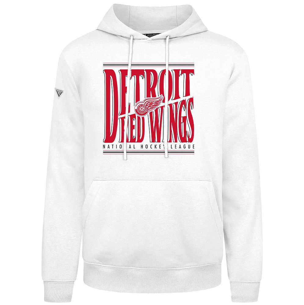 Men's Levelwear White Detroit Red Wings Podium Powerhouse Pullover Hoodie