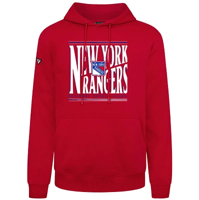 Men's Levelwear Red New York Rangers Podium Powerhouse Pullover Hoodie
