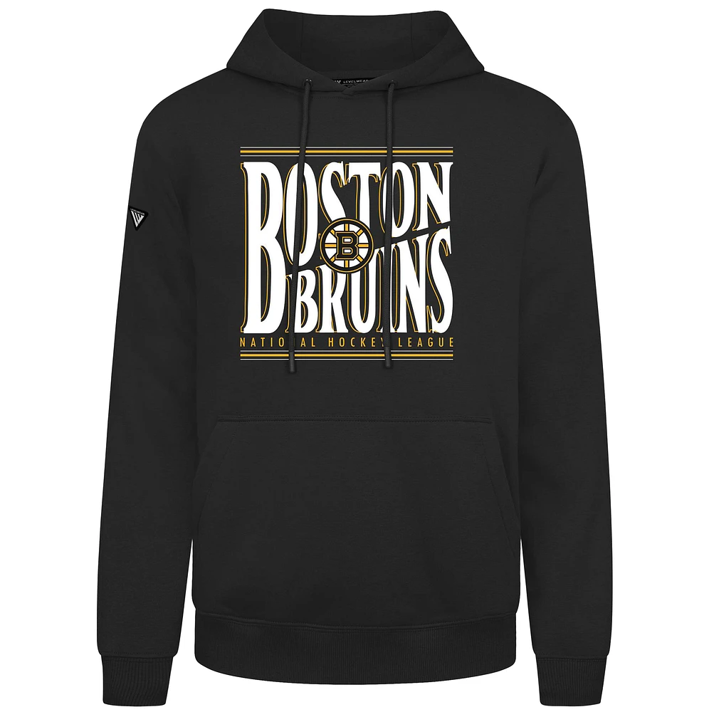 Men's Levelwear Black Boston Bruins Podium Powerhouse Pullover Hoodie