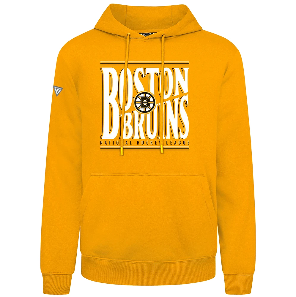 Men's Levelwear Gold Boston Bruins Podium Powerhouse Pullover Hoodie